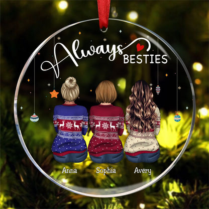 Besties - Always Besties - Personalized Circle Ornament - Makezbright Gifts