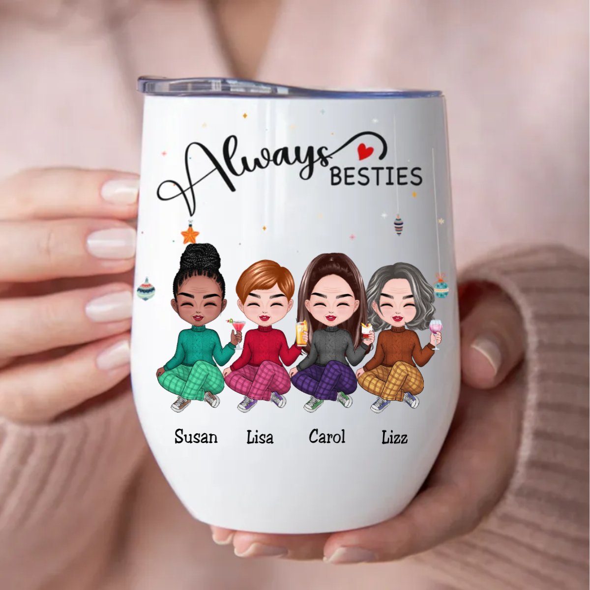 Besties - Always Besties - Personalized Wine Tumbler (QH) - Makezbright Gifts