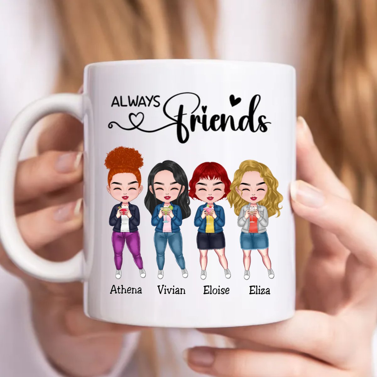 Besties - Always Friends - Personalized Mug (Ver. 3) - Makezbright Gifts