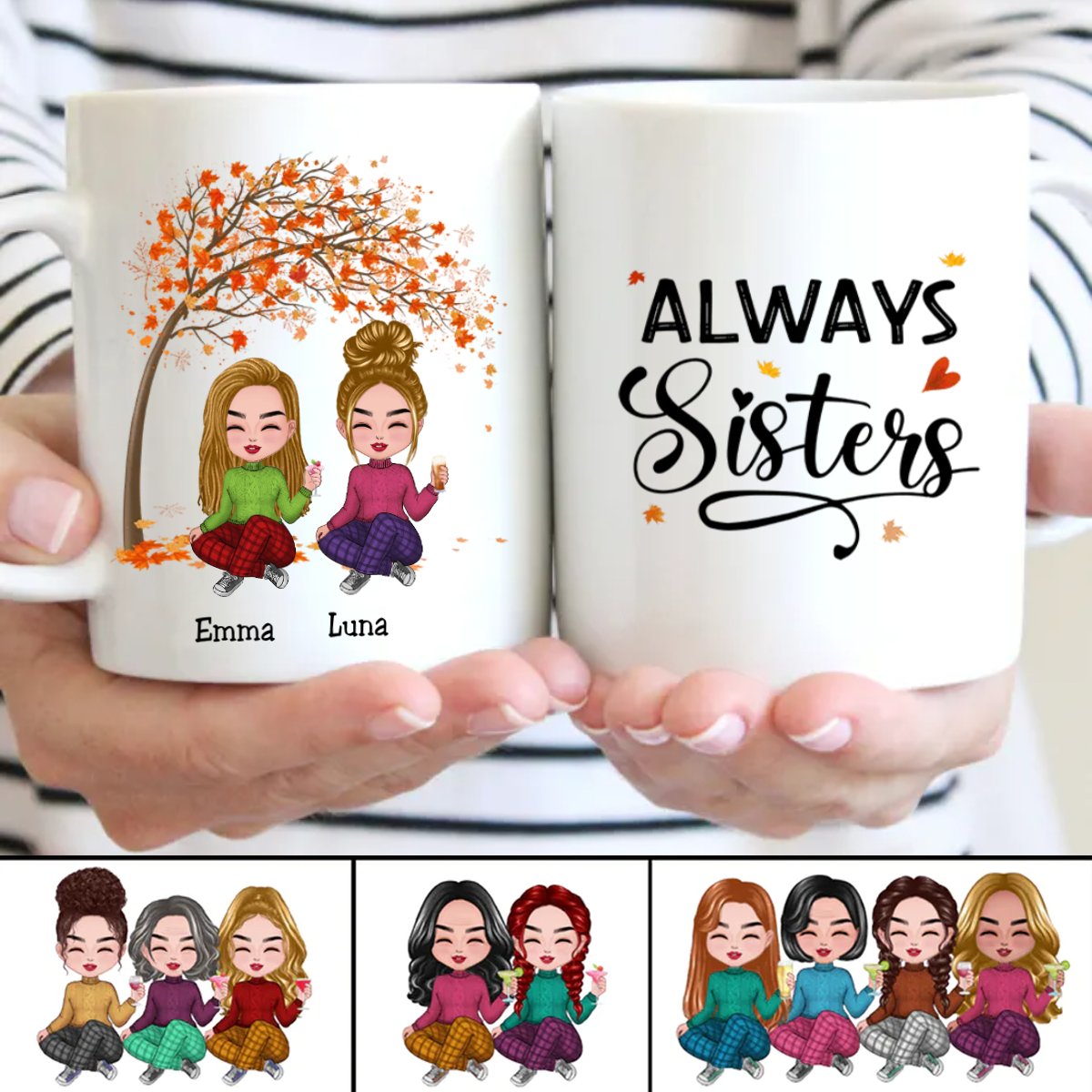 Besties - Always Sisters - Personalized Mug - Makezbright Gifts