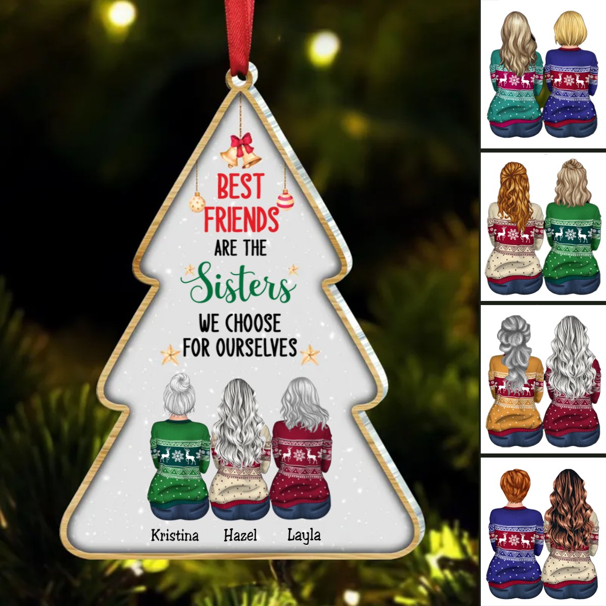 Besties - Best Friends Are The Sisters We Choose For Ourselves - Personalized Acrylic Ornament(BU) - Makezbright Gifts