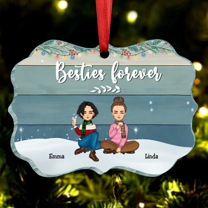 Besties - Besties Forever - Personalized Acrylic Ornament - Makezbright Gifts