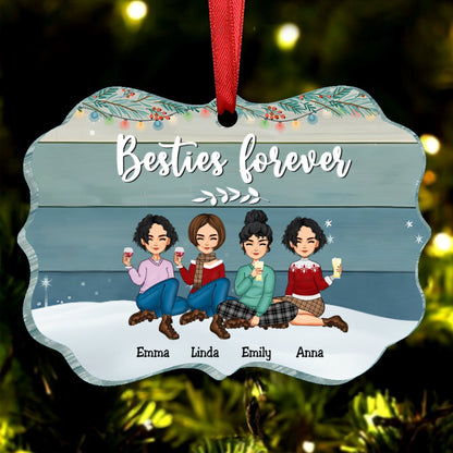 Besties - Besties Forever - Personalized Acrylic Ornament - Makezbright Gifts