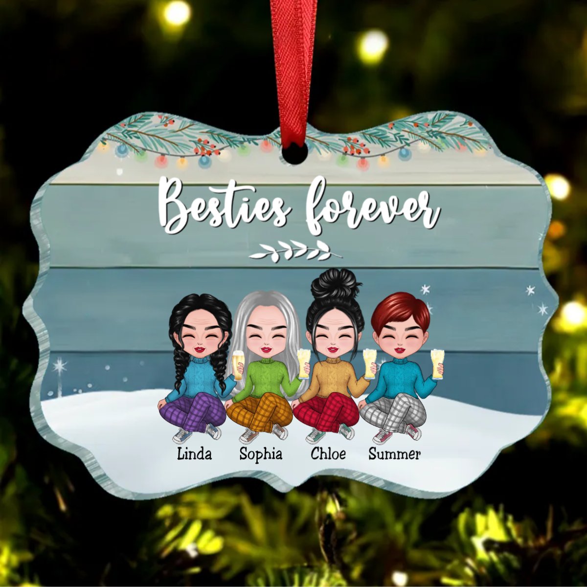 Besties - Besties Forever - Personalized Acrylic Ornament (AA) - Makezbright Gifts