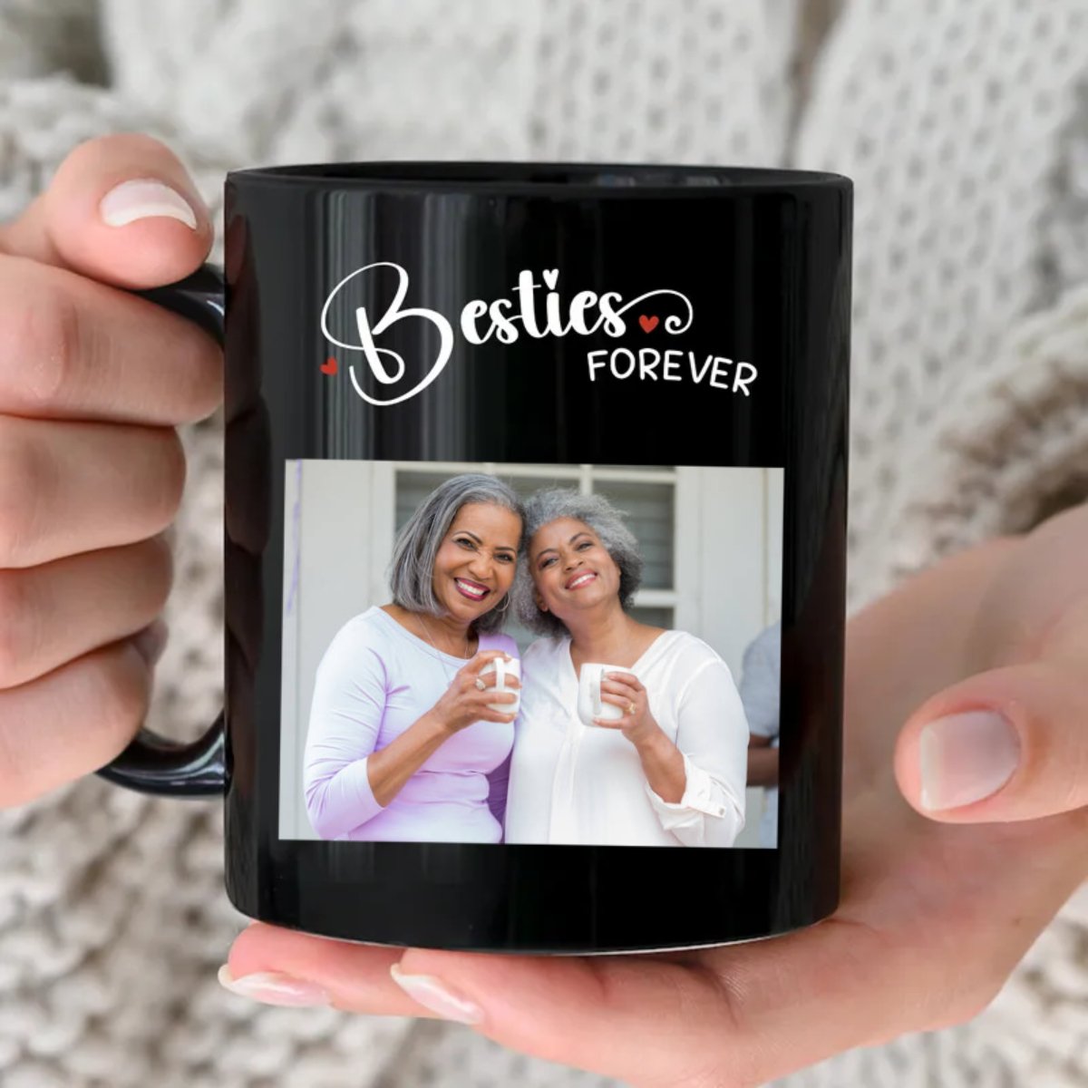 Besties - Besties Forever - Personalized Black Mug - Makezbright Gifts