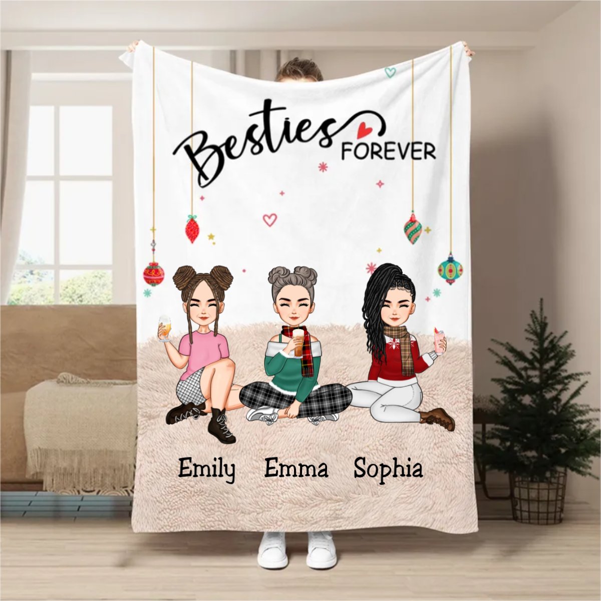 Besties - Besties Forever - Personalized Blanket - Makezbright Gifts