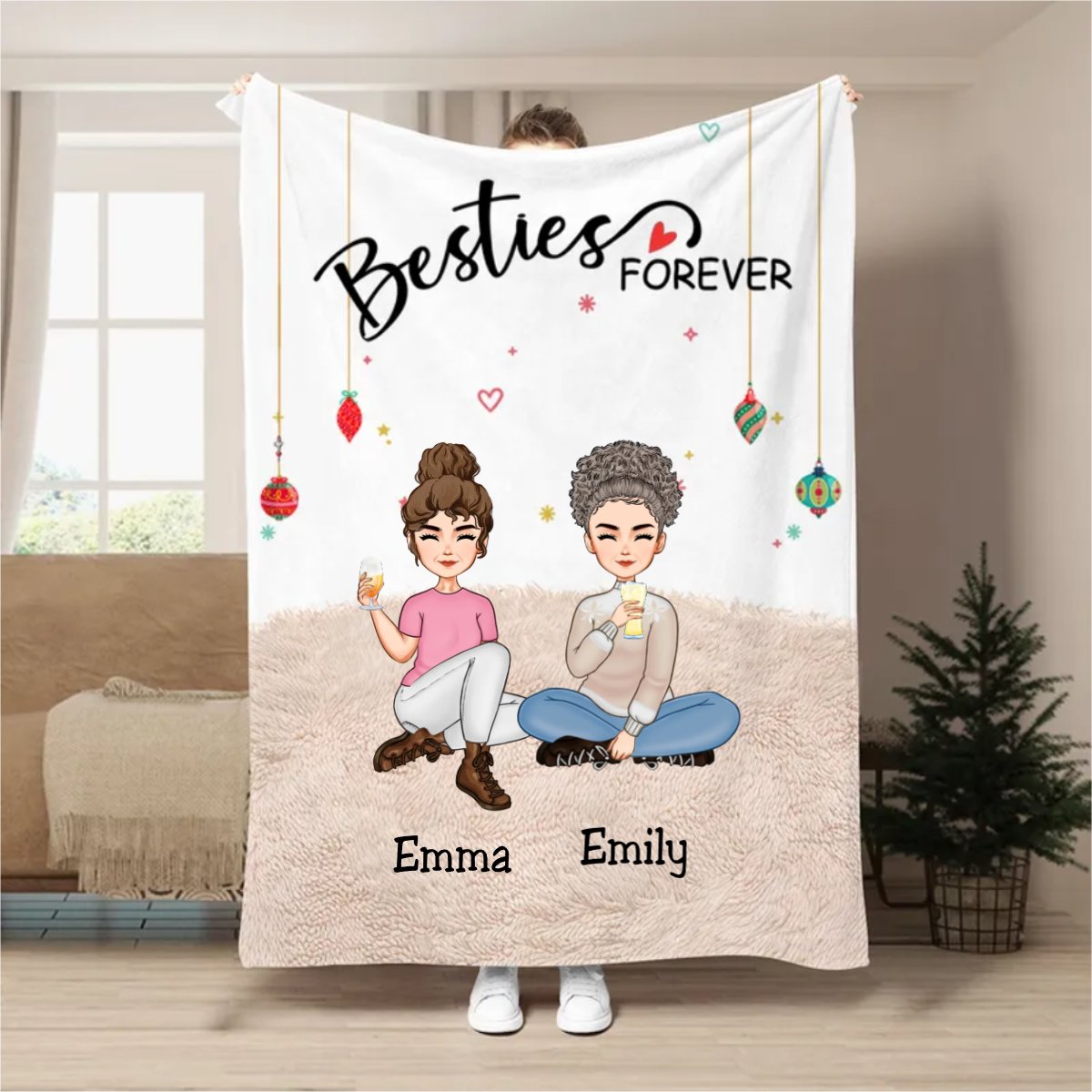 Besties - Besties Forever - Personalized Blanket - Makezbright Gifts