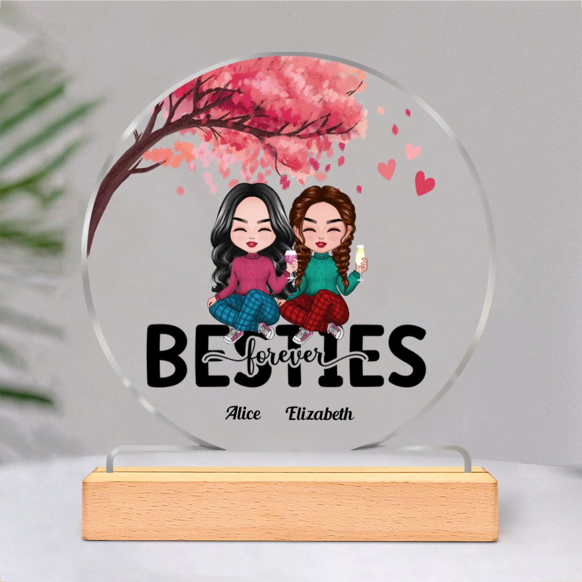 Besties - Besties Forever - Personalized Circle Acrylic Plaque - Makezbright Gifts