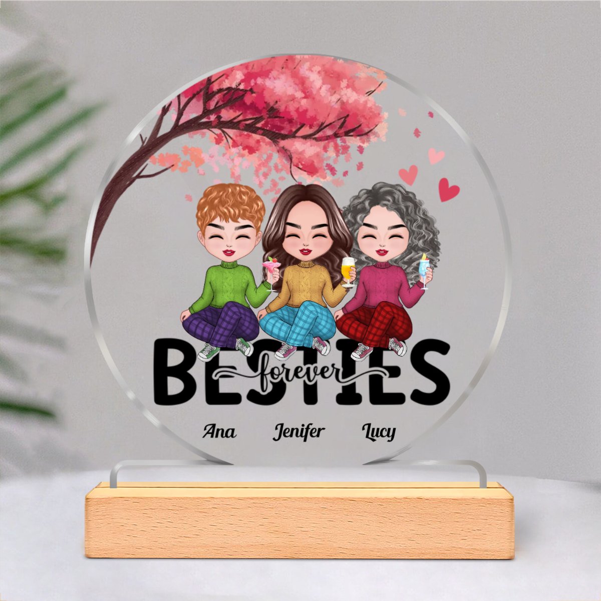 Besties - Besties Forever - Personalized Circle Acrylic Plaque - Makezbright Gifts