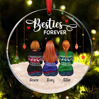 Besties - Besties Forever - Personalized Circle Ornament - Makezbright Gifts