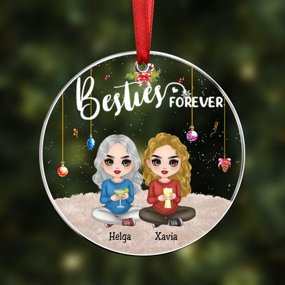 Besties - Besties Forever - Personalized Circle Ornament - Makezbright Gifts