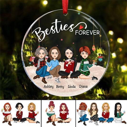 Besties - Besties Forever - Personalized Circle Ornament (QH) - Makezbright Gifts