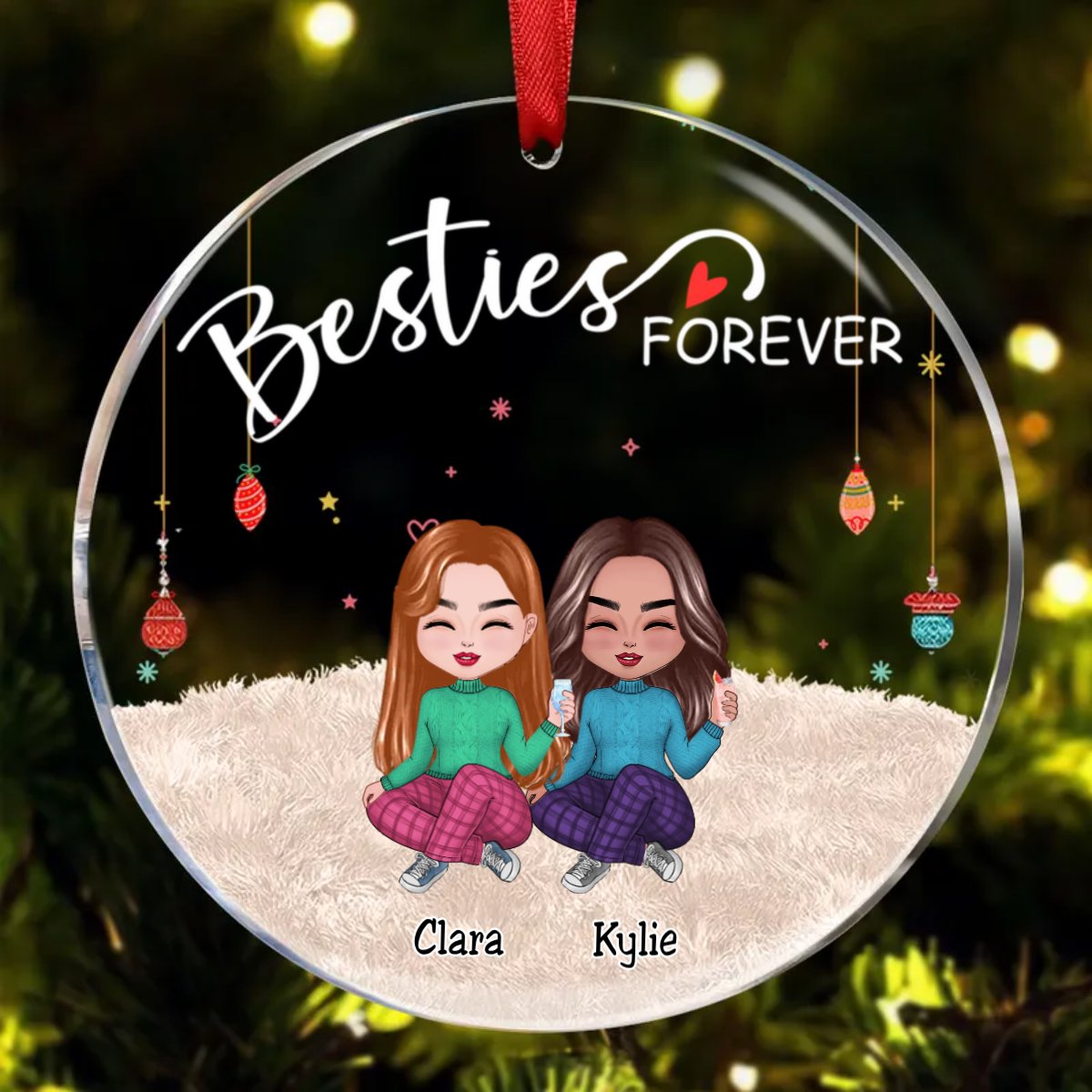 Besties - Besties Forever - Personalized Circle Ornament (TB) - Makezbright Gifts