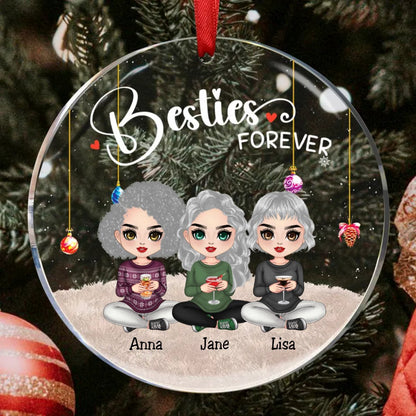 Besties - Besties Forever - Personalized Circle Ornament (TB) - Makezbright Gifts