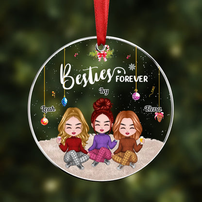 Besties - Besties Forever - Personalized Circle Ornament (Ver 2) - Makezbright Gifts