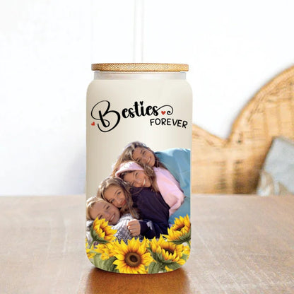 Besties - Besties Forever - Personalized Glass Can (HJ) - Makezbright Gifts