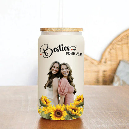 Besties - Besties Forever - Personalized Glass Can (HJ) - Makezbright Gifts