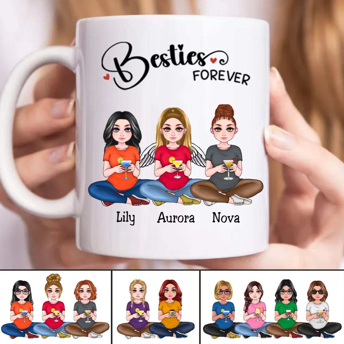 Besties - Besties Forever - Personalized Mug (NM) - Makezbright Gifts