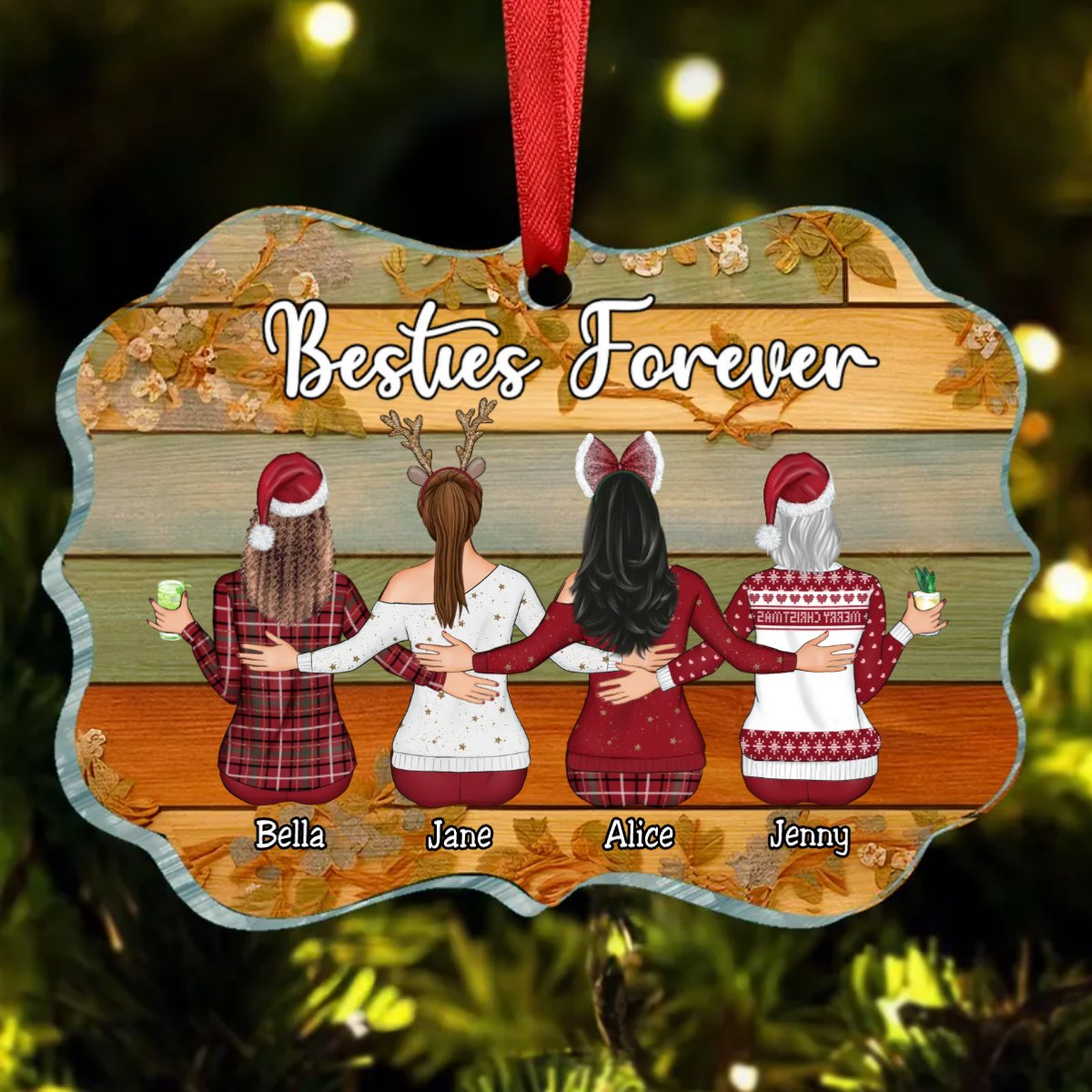 Besties - Besties Forever - Personalized Ornament - Makezbright Gifts