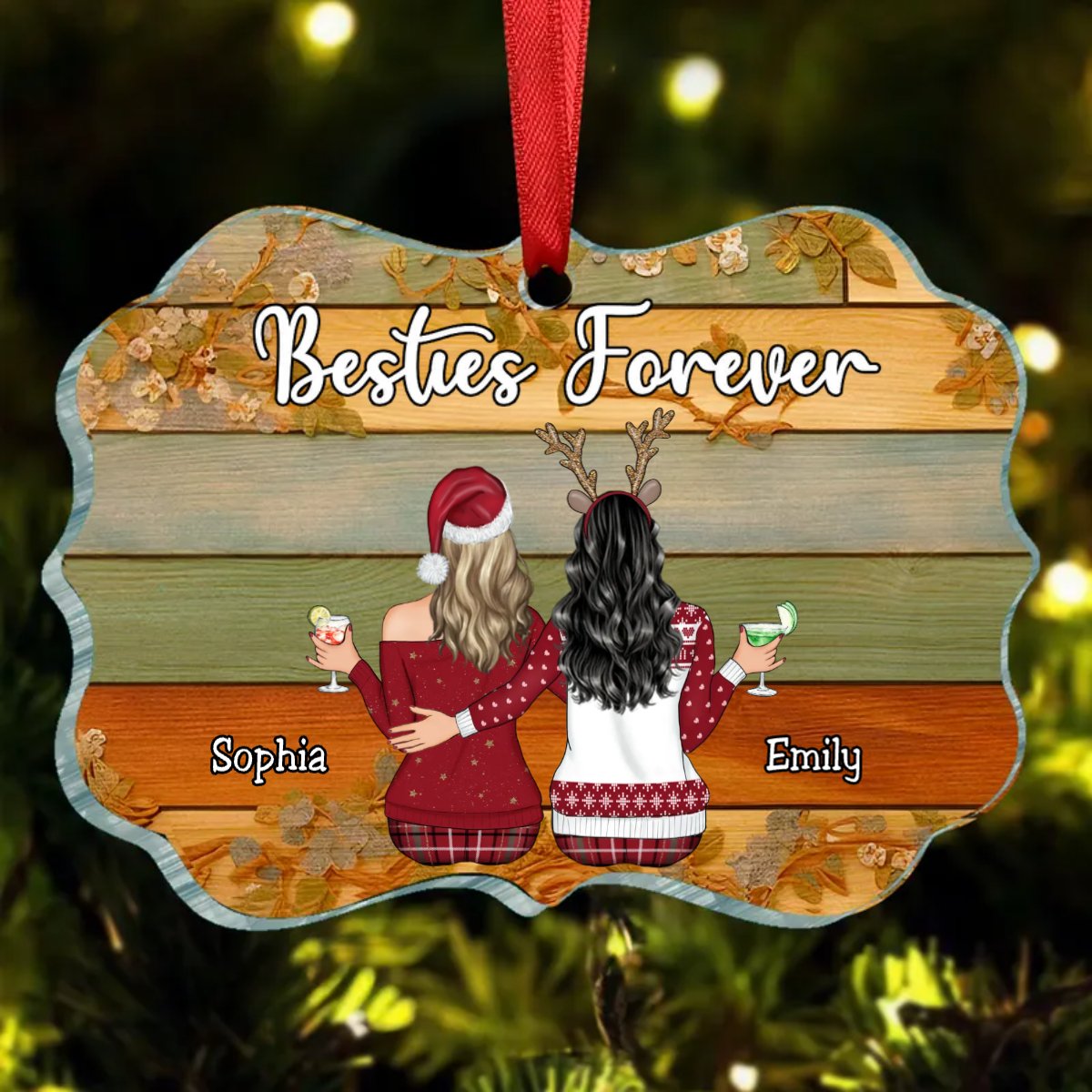 Besties - Besties Forever - Personalized Ornament - Makezbright Gifts