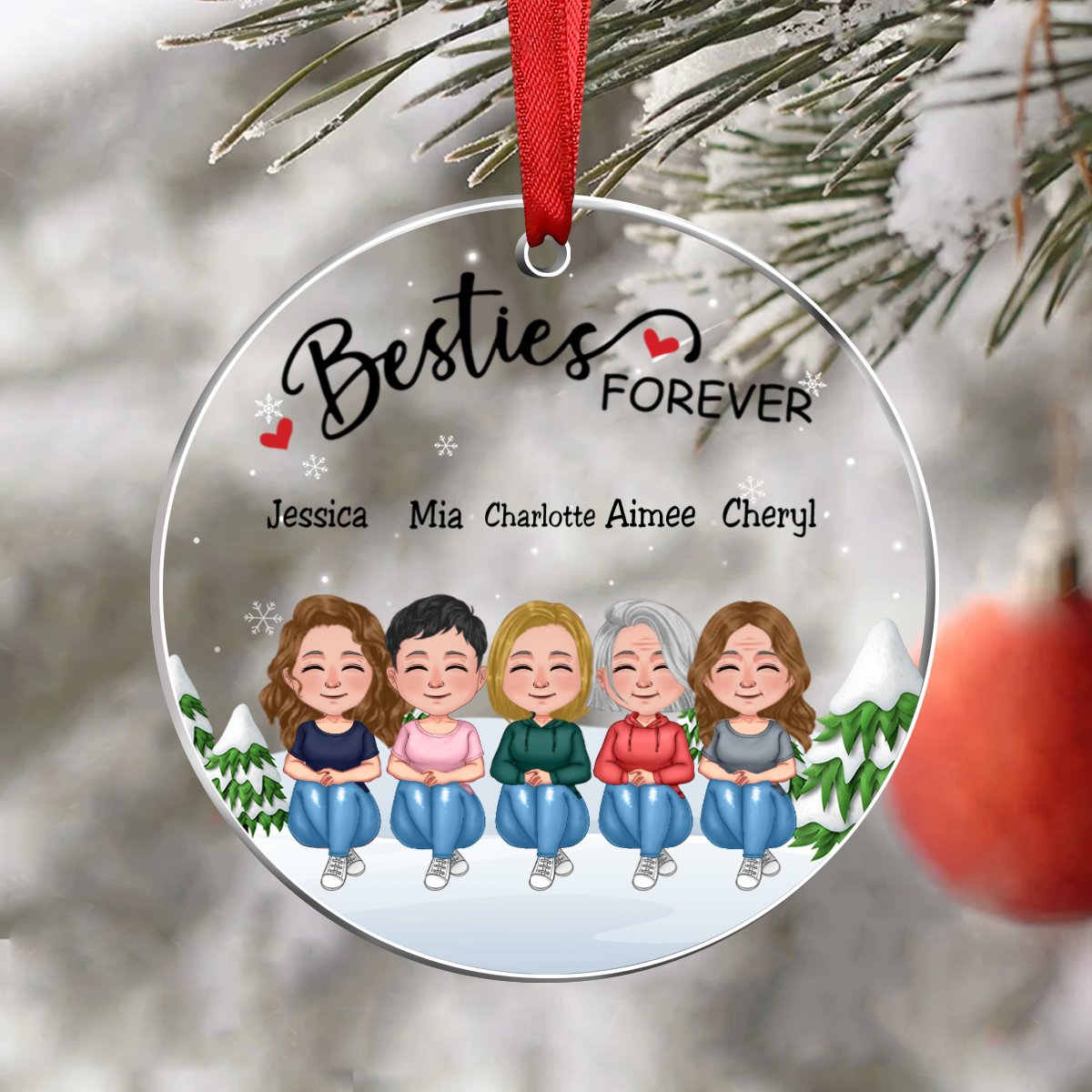 Besties - Besties Forever - Personalized Transparent Ornament (Ver 4) - Makezbright Gifts