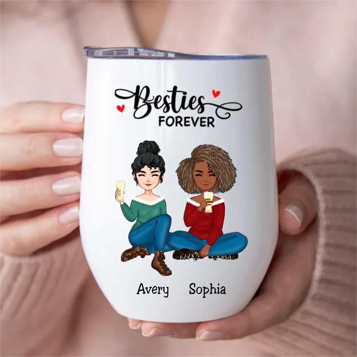 Besties - Besties Forever - Personalized Wine Tumbler - Makezbright Gifts