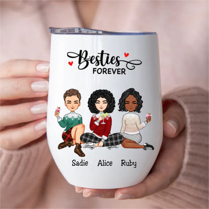 Besties - Besties Forever - Personalized Wine Tumbler - Makezbright Gifts