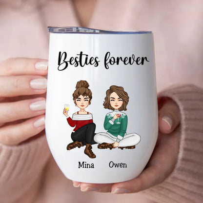 Besties - Besties Forever - Personalized Wine Tumbler (II) - Makezbright Gifts