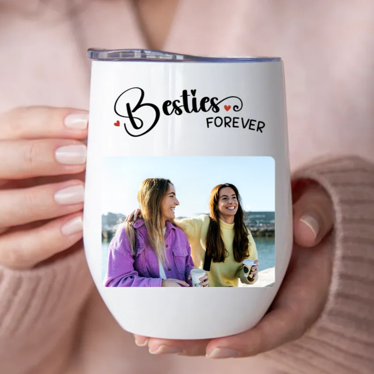 Besties - Besties Forever - Personalized Wine Tumbler (LH) - Makezbright Gifts