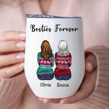 Besties - Besties Forever - Personalized Wine Tumbler (NV) - Makezbright Gifts