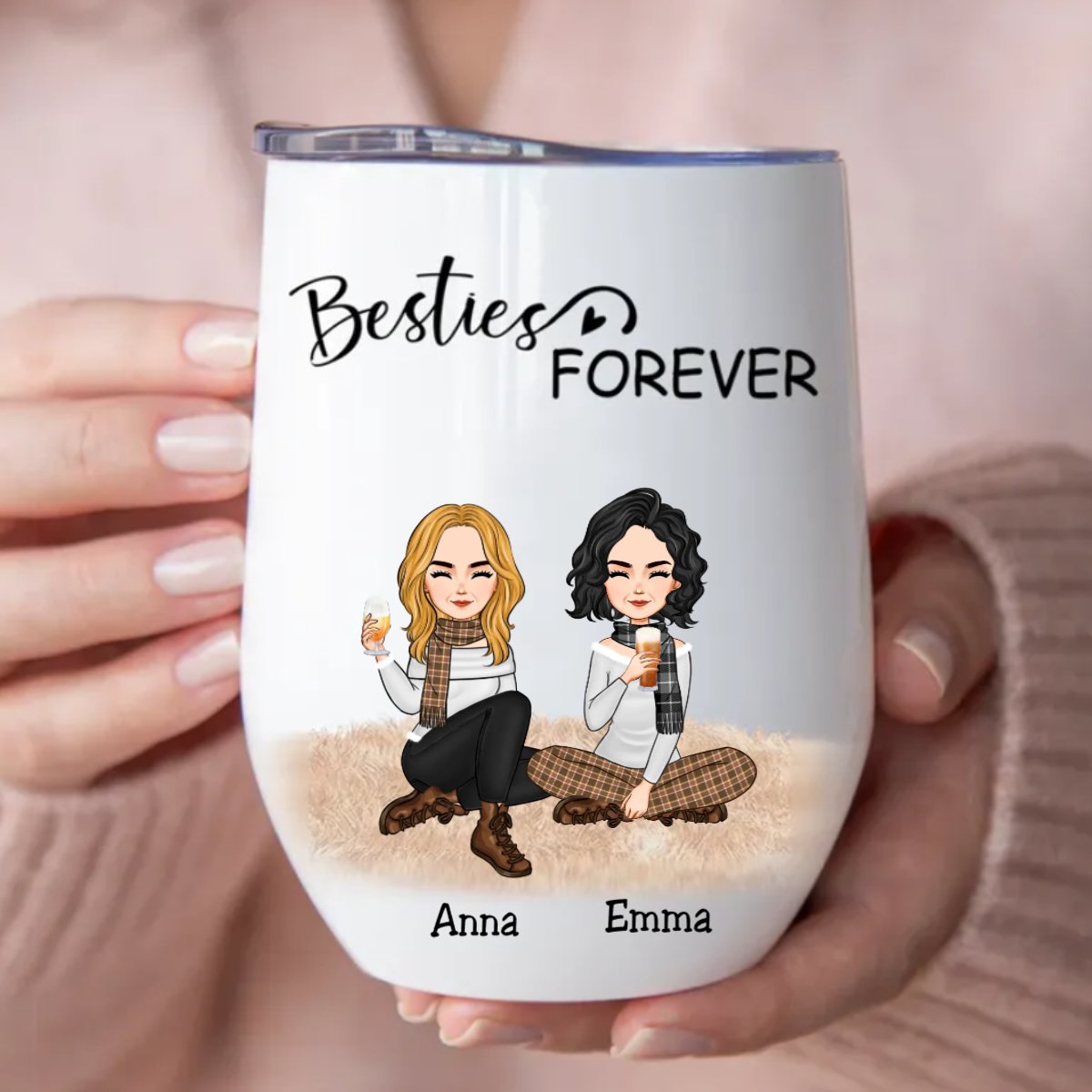 Besties - Besties Forever - Personalized Wine Tumbler (TT) - Makezbright Gifts