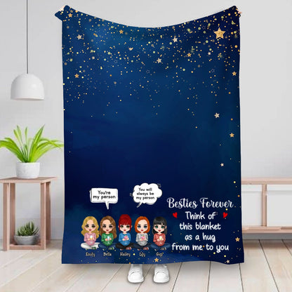 Besties - Besties Forever, Think Of This Blanket As A Hug From Me - Personalized Blanket - Makezbright Gifts