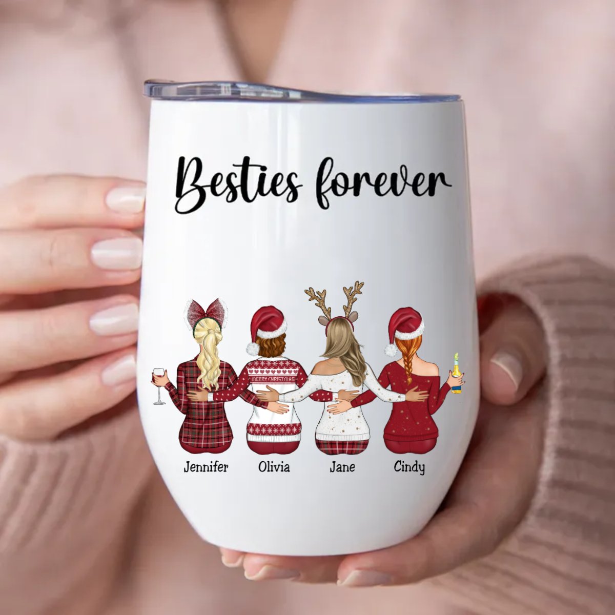 Besties - Besties Forever Ver 4 - Personalized Wine Tumbler (VT) - Makezbright Gifts