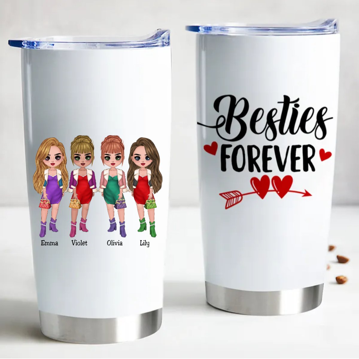 Besties Forever 20oz Custom Insulated Tumbler - Makezbright Gifts