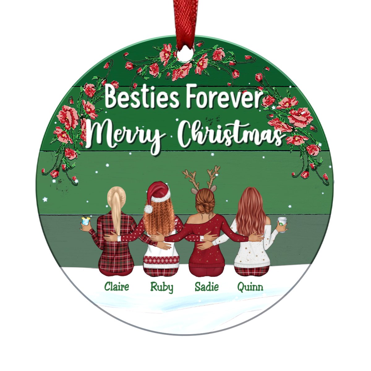 Besties Forever - Personalized Ceramic Ornament - Christmas Gift For Best Friend - Makezbright Gifts