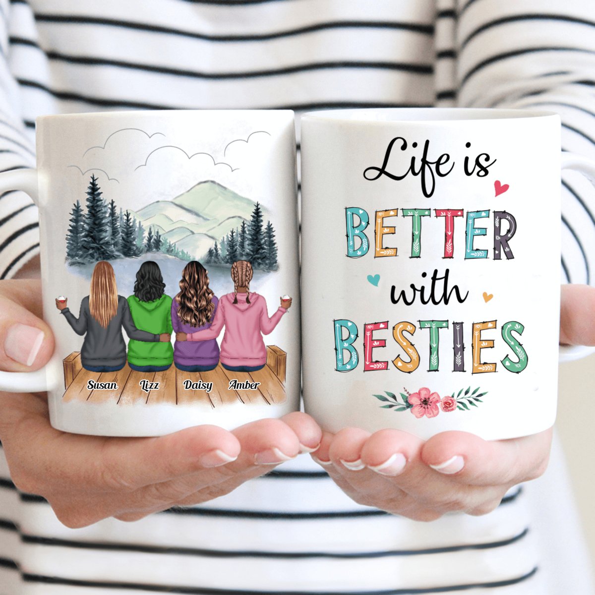 Besties - Life Is Better With Besties - Personalized Mug - Makezbright Gifts