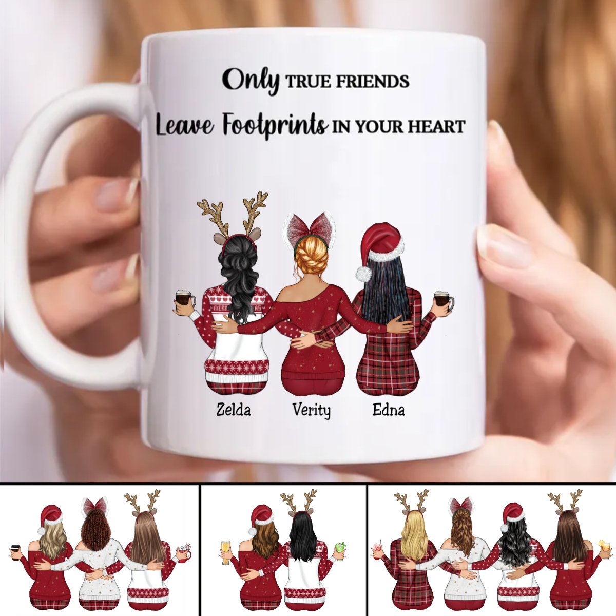 Besties - Only True Friends Leave Footprints In Your Heart - Personalized Mug T1 - Makezbright Gifts