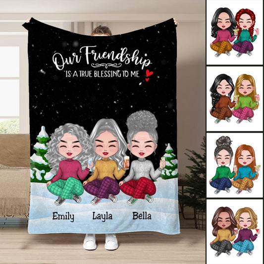 Besties - Our Friendship Is A True Blessing To Me - Personalized Blanket (TT) - Makezbright Gifts