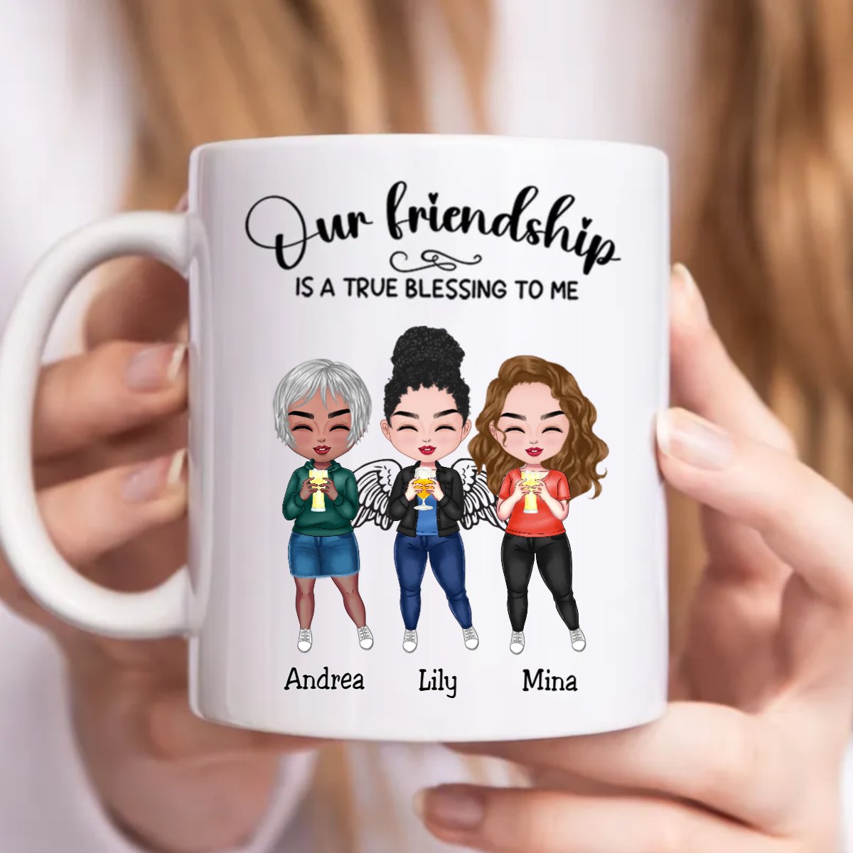 Besties - Our Friendship Is A True Blessing To Me - Personalized Mug (Ver. 3) - Makezbright Gifts