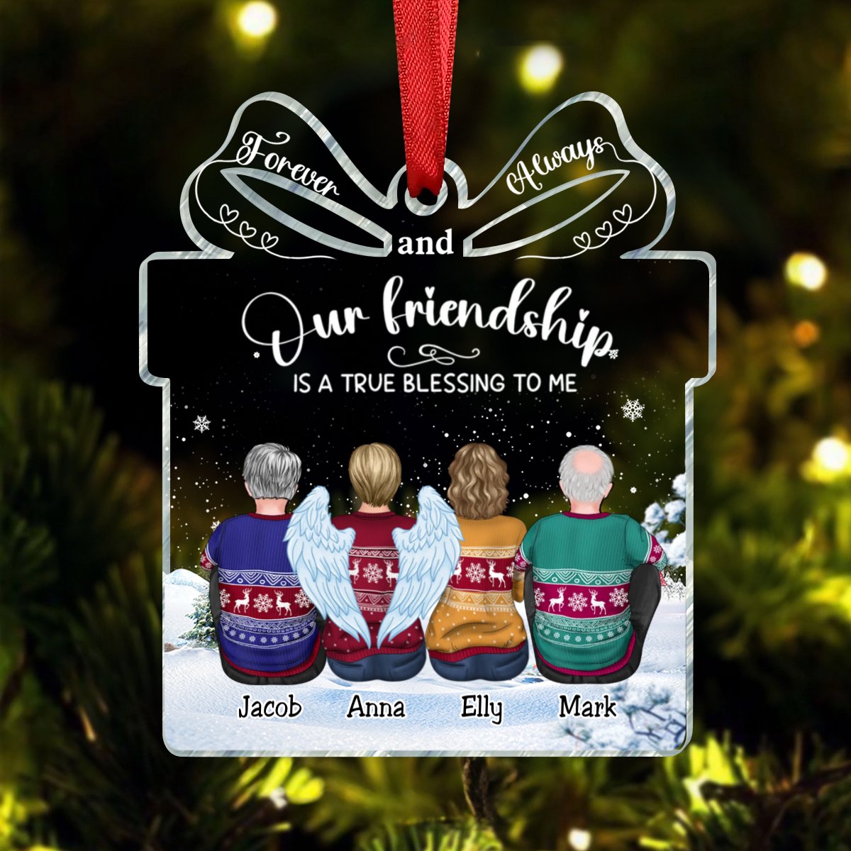 Besties - Our Friendship is a True Blessing to me - Personalized Transparent Ornament (II) - Makezbright Gifts