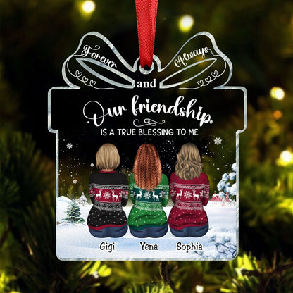 Besties - Our Friendship is a True Blessing to me - Personalized Transparent Ornament (II) - Makezbright Gifts