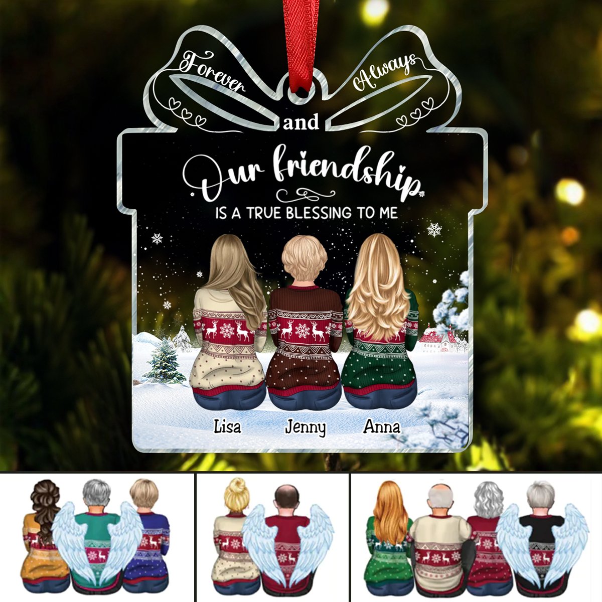 Besties - Our Friendship is a True Blessing to me - Personalized Transparent Ornament (II) - Makezbright Gifts