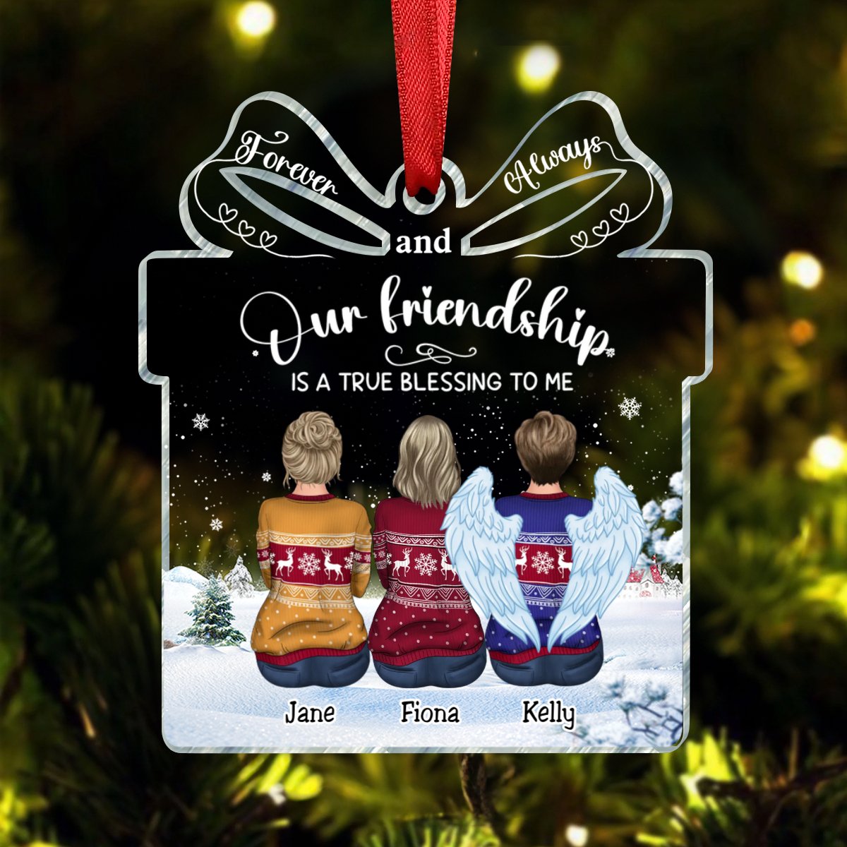 Besties - Our Friendship is a True Blessing to me - Personalized Transparent Ornament (II) - Makezbright Gifts