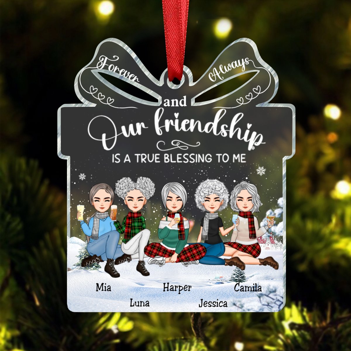 Besties - Our Friendship is a True Blessing to me - Personalized Transparent Ornament(BU) - Makezbright Gifts