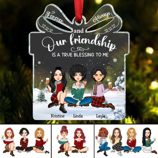 Besties - Our Friendship is a True Blessing to me - Personalized Transparent Ornament(BU) - Makezbright Gifts