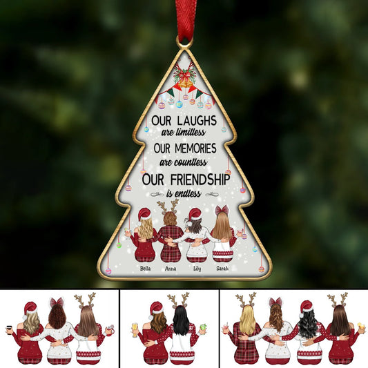 Besties - Our Laughs Are Limitless Our Memories Are Countless Our Friendship Is Endless - Personalized Transparent Ornament - Makezbright Gifts