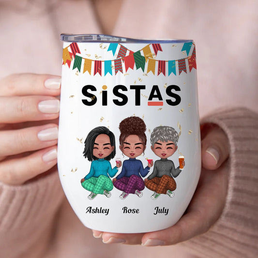 Besties - Sistas For Life - Personalized Wine Tumbler - Makezbright Gifts