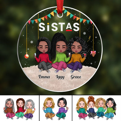 Besties - Sistas Forever - Personalized Transparent Ornament (Ver 2) - Makezbright Gifts