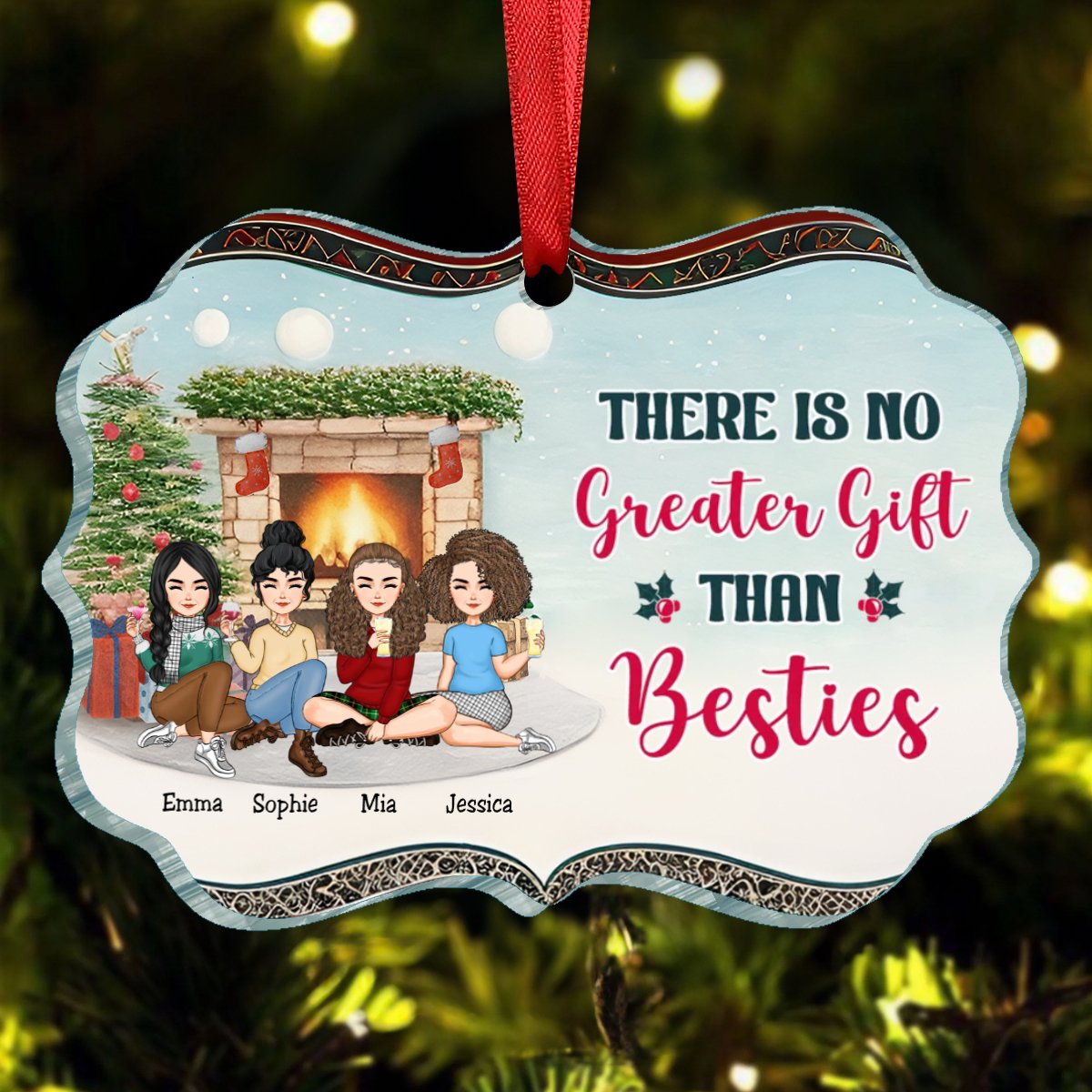 Besties - There Is No Greater Gift Than Besties - Personalized Acrylic Ornament(BU) - Makezbright Gifts