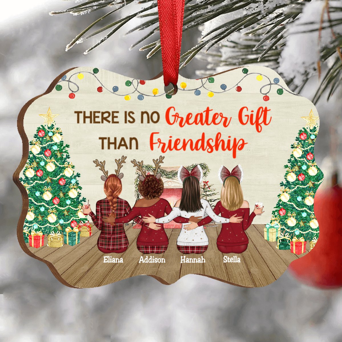 Besties - There Is No Greater Gift Than Friendship - Personalized Christmas Acrylic Ornament - Makezbright Gifts